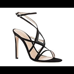 Gianvito Rossi Blk Shirley Suede Crystal heels 39